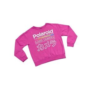 Little Girl 11/12 Polaroid Pink Sweatshirt Sweater Top Long Sleeve Retro Camera
